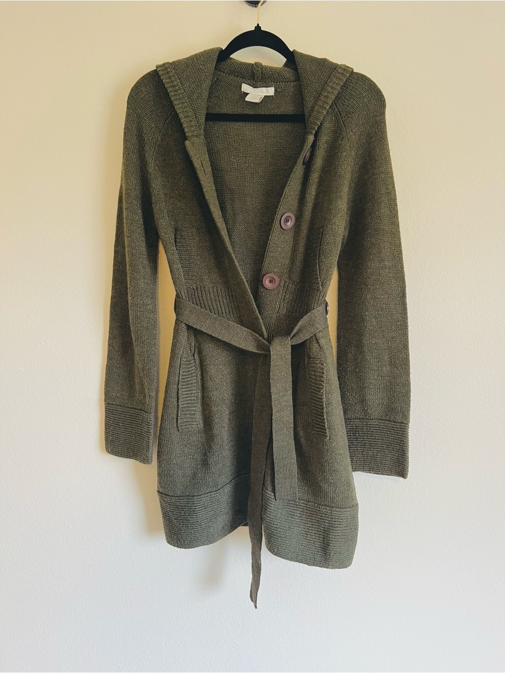 Charlotte Russe Hooded Knit Cardigan with Belt